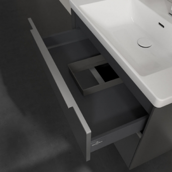 Villeroy & Boch Subway 3.0 Wall Hung 2-Drawer Vanity Unit with Basin 800mm Wide - Graphite with Glossy Aluminium Handle | Product Image
