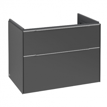 Villeroy & Boch Subway 3.0 Wall Hung 2-Drawer Vanity Unit with Basin 800mm Wide - Graphite with Glossy Aluminium Handle | Product Image