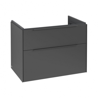 Villeroy & Boch Subway 3.0 Wall Hung 2-Drawer Vanity Unit with Basin 800mm Wide - Graphite with Monochrome Handle