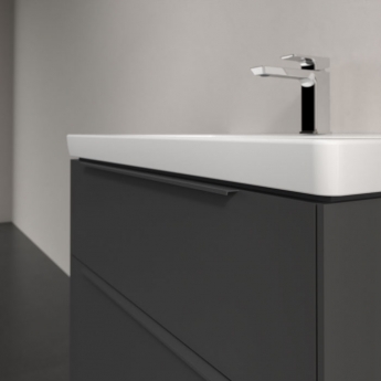 Villeroy & Boch Subway 3.0 Wall Hung 2-Drawer Vanity Unit with Basin 800mm Wide - Graphite with Monochrome Handle