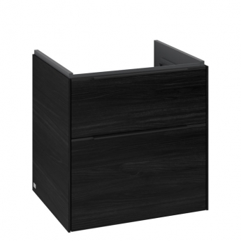 Villeroy & Boch Subway 3.0 Wall Hung 2-Drawer Vanity Unit with Basin 600mm Wide - Black Oak with Volcano Black Handle | Product Image