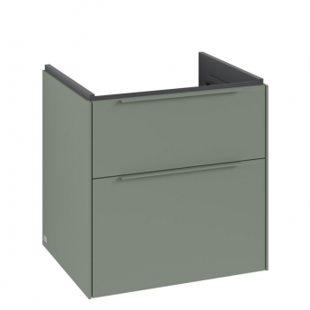 Villeroy & Boch Subway 3.0 Wall Hung 2-Drawer Vanity Unit with Basin 600mm Wide - Soft Green with Monochrome Handle