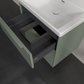 Villeroy & Boch Subway 3.0 Wall Hung 2-Drawer Vanity Unit with Basin 600mm Wide - Soft Green with Monochrome Handle