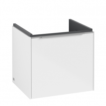 Villeroy & Boch Subway 3.0 Wall Hung 1-Drawer Vanity Unit with Basin 500mm Wide - Brilliant White with Glossy Aluminium Handle