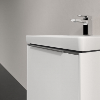 Villeroy & Boch Subway 3.0 Wall Hung 1-Drawer Vanity Unit with Basin 500mm Wide - Brilliant White with Glossy Aluminium Handle