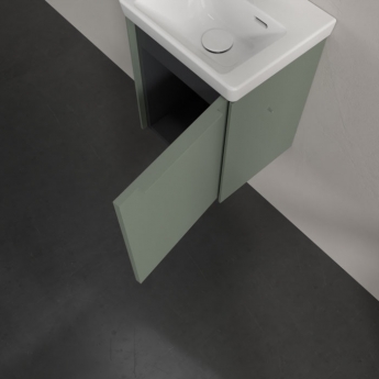 Villeroy & Boch Subway 3.0 Wall Hung 1-Door Vanity Unit with Basin 370mm Wide - Soft Green with Monochrome Handle | Product Image
