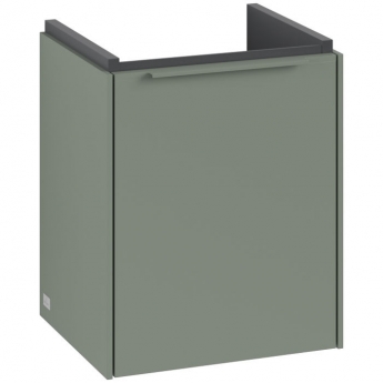 Villeroy & Boch Subway 3.0 Wall Hung 1-Door Vanity Unit with Basin 370mm Wide - Soft Green with Monochrome Handle | Product Image