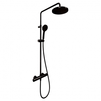 Villeroy & Boch Universal Thermostatic Round Bar Mixer Shower with Shower Kit and Fixed Head - Matt Black | Product Image