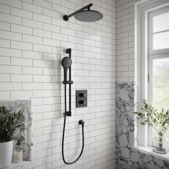 Villeroy & Boch Universal Dual Concealed Mixer Shower with Shower Kit and Round Fixed Head - Matt Black | Product Image