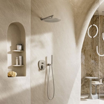 Villeroy & Boch Universal Showers Rain Wall Mounted Round Shower Arm 408mm Length - Brushed Nickel Matt