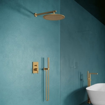 Villeroy & Boch Universal Showers Rain Wall Mounted Round Shower Arm 408mm Length - Brushed Gold