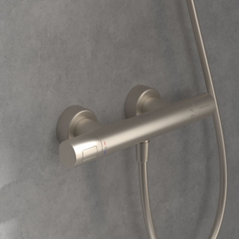 Villeroy & Boch Universal Thermostatic Round Bar Shower Valve - Brushed Nickel Matt