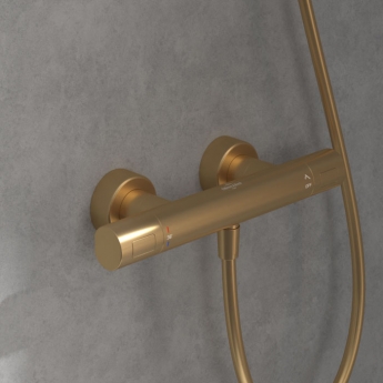 Villeroy & Boch Universal Thermostatic Round Bar Shower Valve - Brushed Gold