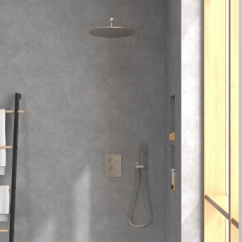 Villeroy & Boch Universal Thermostatic Concealed Shower Valve Dual Outlet - Brushed Nickel Matt