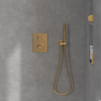 Villeroy & Boch Universal Thermostatic Concealed Shower Valve Dual Outlet - Brushed Gold