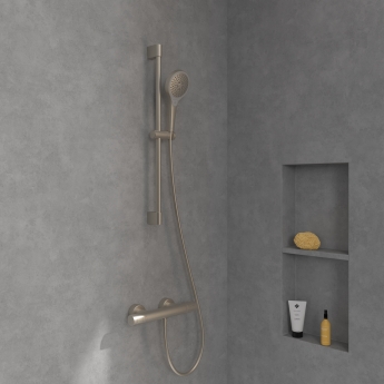 Villeroy & Boch Verve Slider Rail Shower Kit with Three Function Handset - Brushed Nickel Matt