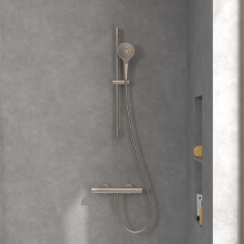 Villeroy & Boch Verve Slider Rail Shower Kit with Three Function Handset - Brushed Nickel Matt