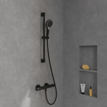 Villeroy & Boch Verve Slider Rail Shower Kit with Three Function Handset - Matt Black