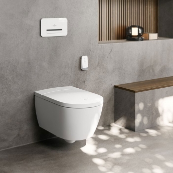 Villeroy & Boch Vi-Clean I-200 Rimless Wall Hung Shower Toilet with Soft Close Seat - White Alpin | Product Image