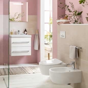 Villeroy & Boch ViConnect Angular Dual Button Toilet Flush Plate - Glass Glossy White | Product Image