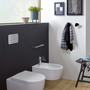 Villeroy & Boch ViConnect Flat Dual Button Toilet Flush Plate - Brushed Chrome | Product Image