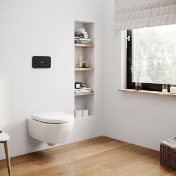 Villeroy & Boch ViConnect Flat Dual Button Toilet Flush Plate - Matt Black | Product Image