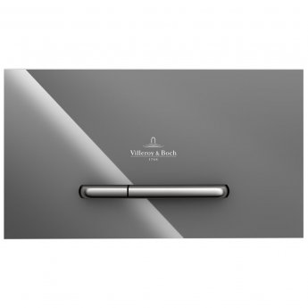 Villeroy & Boch ViConnect Angular Dual Button Toilet Flush Plate - Glass Glossy Grey