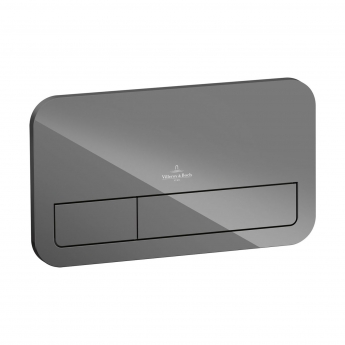 Villeroy & Boch ViConnect Flat Dual Button Toilet Flush Plate - Glass Glossy Grey