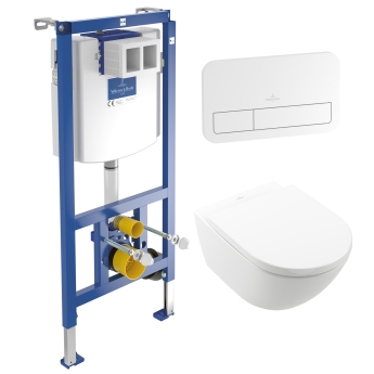 Villeroy & Boch Subway 3.0 TwistFlush 5-in-1 Rimless Wall Hung Toilet and Frame Bundle | Product Image