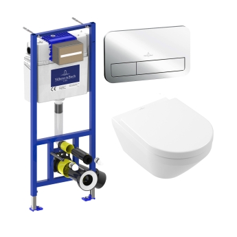 Villeroy & Boch ViPro 2.0 Frame Bundle with Architectura Toilet with Soft Close Seat and Chrome Flush Plate | Product Image