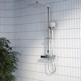Vitra AquaHeat Bliss S 230 Thermostatic Bar Mixer Shower with Shower Kit + Fixed Head - Chrome | Product Image