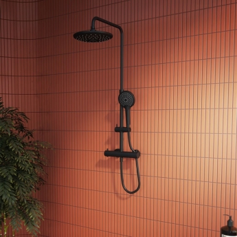 Vitra Aquaheat Bliss 240 Thermostatic Bar Mixer Shower with Shower Kit + Fixed Head - Black
