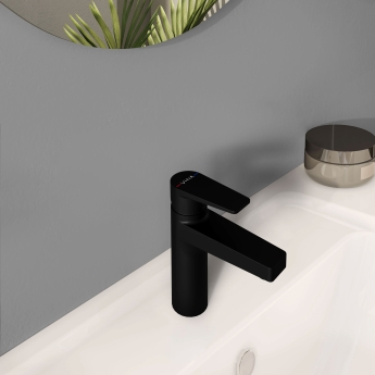 Vitra Flow Square Large Basin Mixer Tap - Matt Black | Product Image