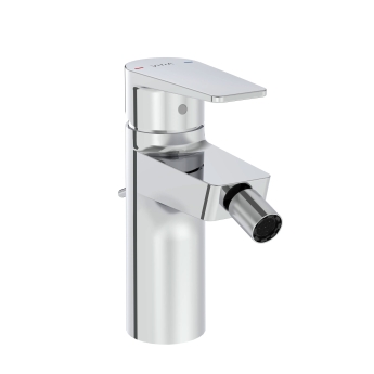 Vitra Flow Square Bidet Mixer Tap with Pop-up Waste - Chrome | Product Image