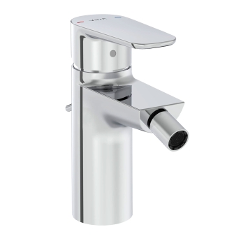 Vitra Flow Soft Bidet Mixer Tap with Pop-up Waste - Chrome | Product Image
