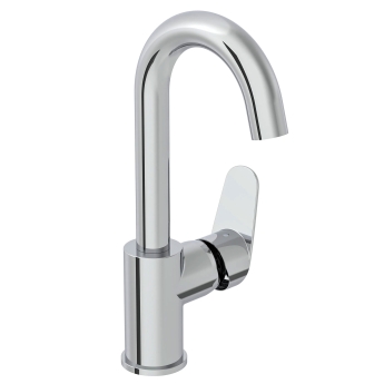 Vitra Flow Round Single Lever Side Action Basin Mixer Tap - Chrome | Product Image