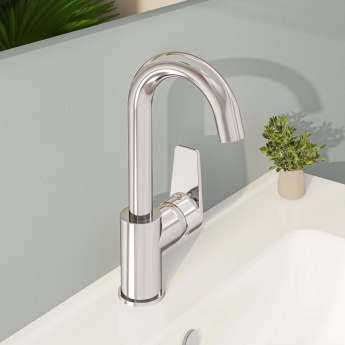 Vitra Flow Square Single Lever Side Action Basin Mixer Tap - Chrome | Product Image