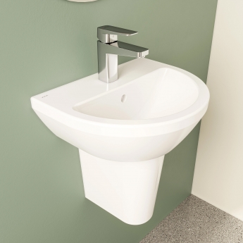 VitrA Integra Round Basin with Semi Pedestal 450mm Wide - 1 Tap Hole | Product Image