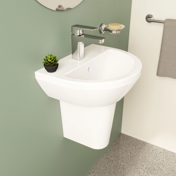 VitrA Integra Round Basin with Semi Pedestal 450mm Wide - 1 Tap Hole | Product Image
