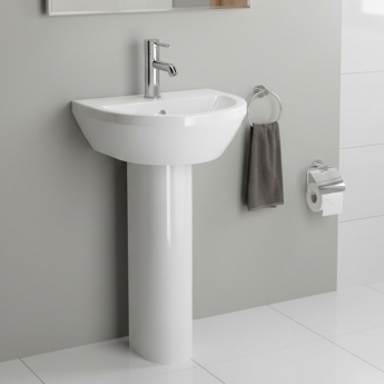 VitrA Integra Round Basin with Full Pedestal 450mm Wide - 1 Tap Hole | Product Image