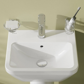 VitrA Integra Square Basin with Full Pedestal 450mm Wide - 1 Tap Hole | Product Image