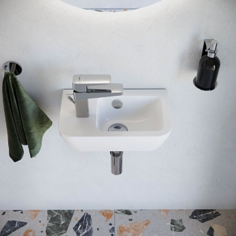 VitrA Integra Square Compact Wall Hung Basin 370mm - 1 LH Tap Hole | Product Image