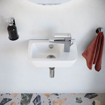 VitrA Integra Square Compact Wall Hung Basin 370mm - 1 RH Tap Hole | Product Image