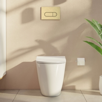 Vitra Loop Round Dual Flush Plate - Brushed Gold | Product Image