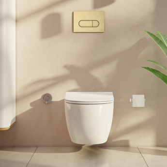 Vitra Loop Round Dual Flush Plate - Brushed Gold | Product Image