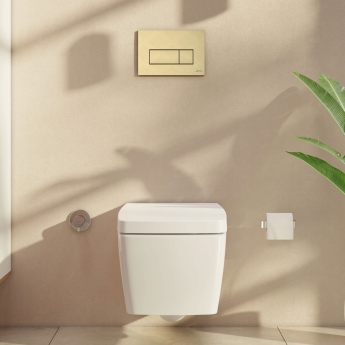 Vitra Loop Square Dual Flush Plate - Brushed Gold | Product Image