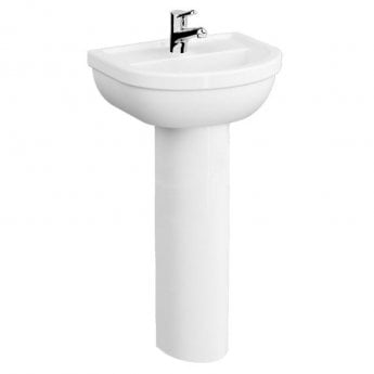 Vitra Milton Cloakroom Basin and Full Pedestal 450mm Wide - 1 Tap Hole