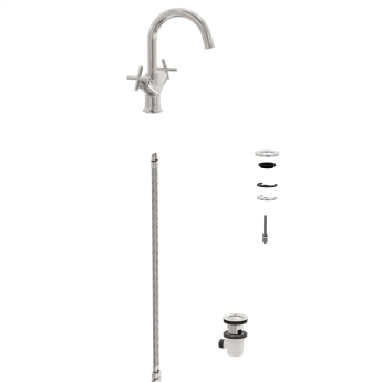 Vitra Origin Classic Basin Mixer Tap with Crosshead Handle - Chrome | Product Image