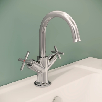 Vitra Origin Classic Basin Mixer Tap with Crosshead Handle - Chrome | Product Image
