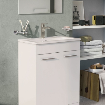 Vitra Root Round Basin Mixer Tap - Brushed Nickel | Product Image